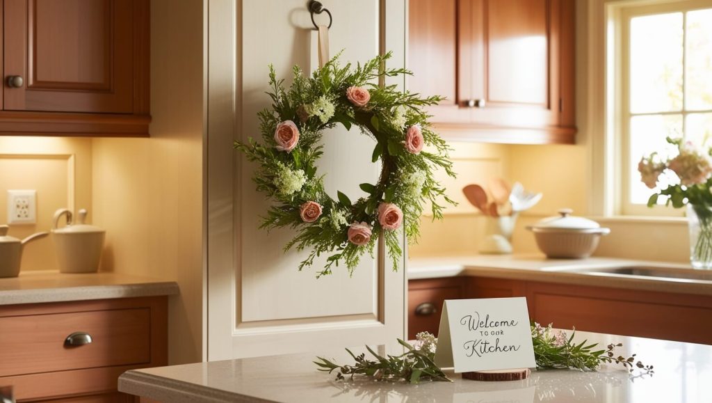 how to hang wreaths on kitchen cabinets