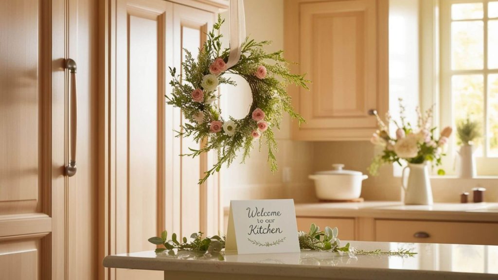 how to hang wreaths on kitchen cabinets