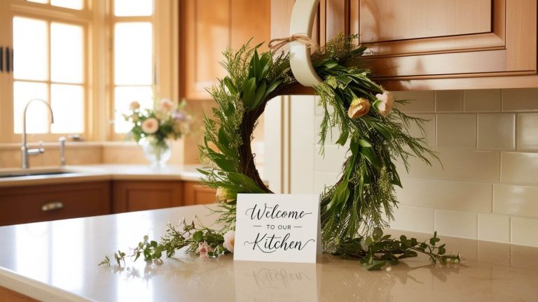 how to hang wreaths on kitchen cabinets