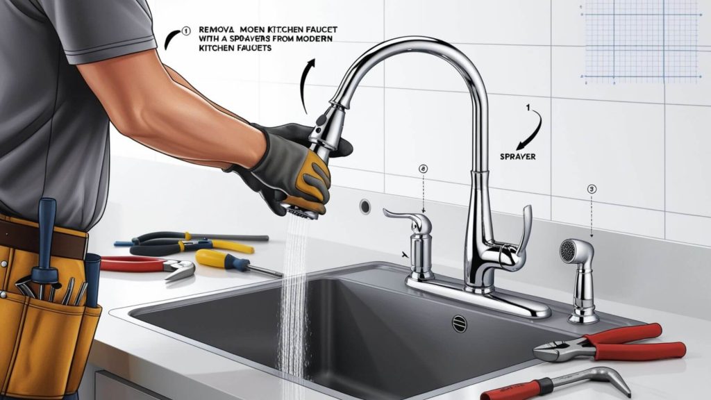 how to remove a moen kitchen faucet with sprayer