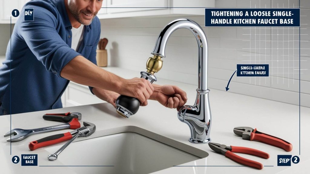 how to tighten a loose single handle kitchen faucet base